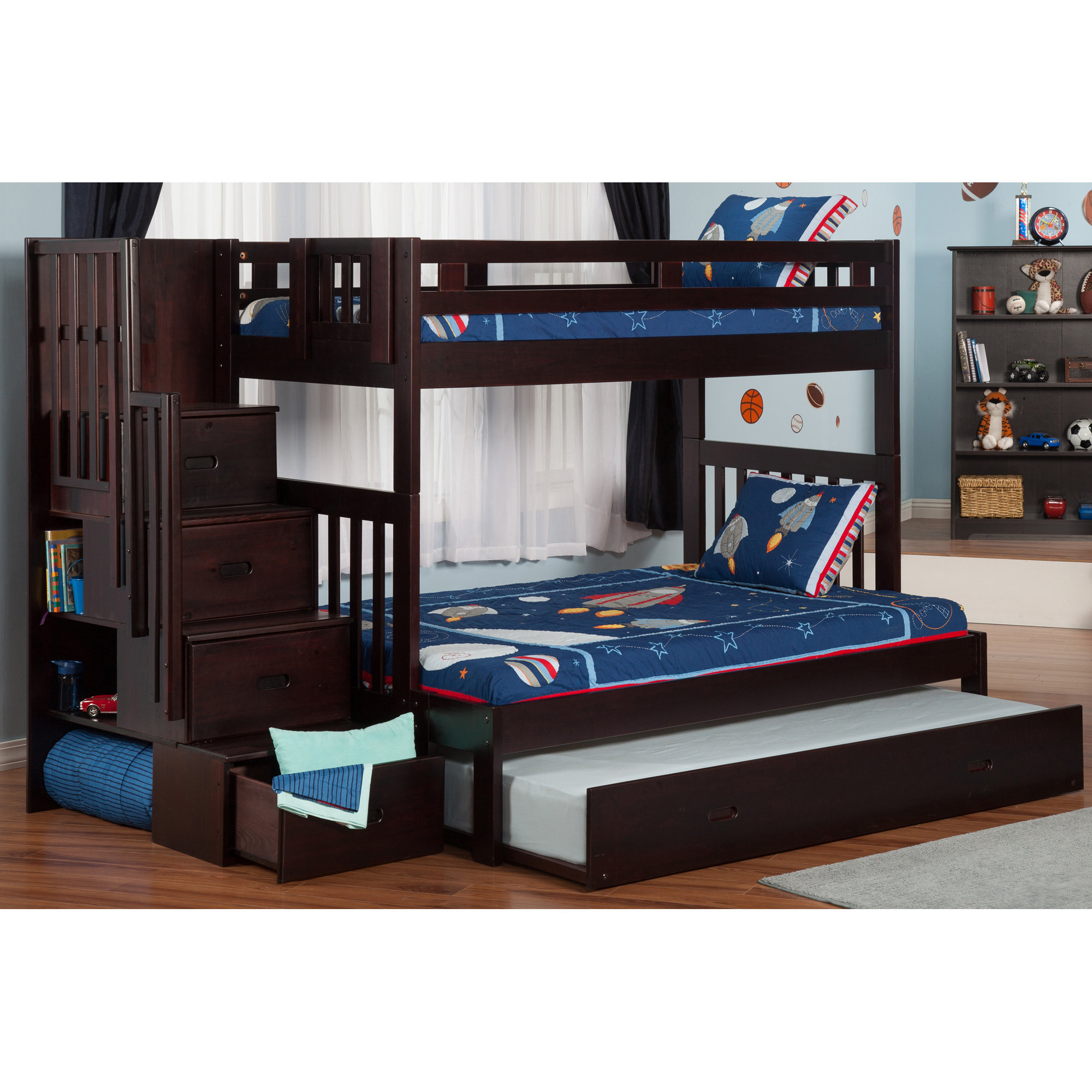 Viv + Rae Edwardo Twin over Full Bunk Bed with Staircase and Trundle